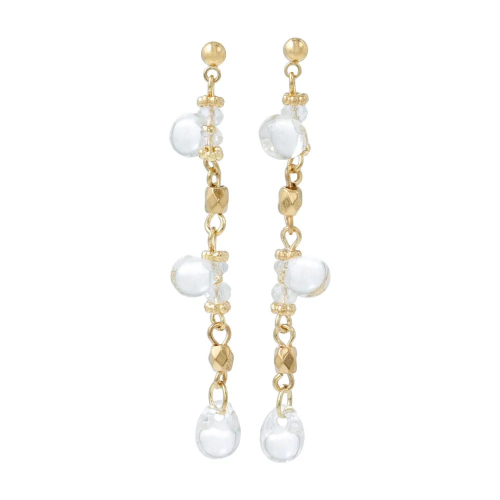 Clear Beaded Linear Earrings