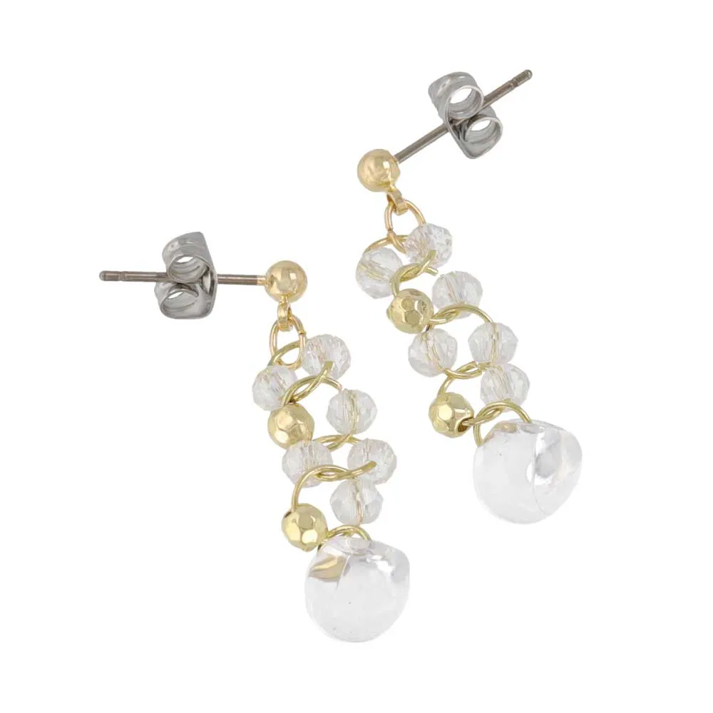 Cluster Clear Bead Link Earrings