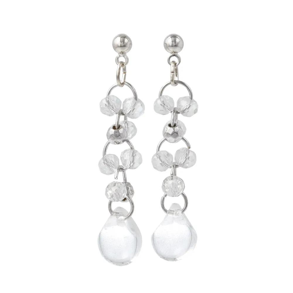 Cluster Clear Bead Link Earrings