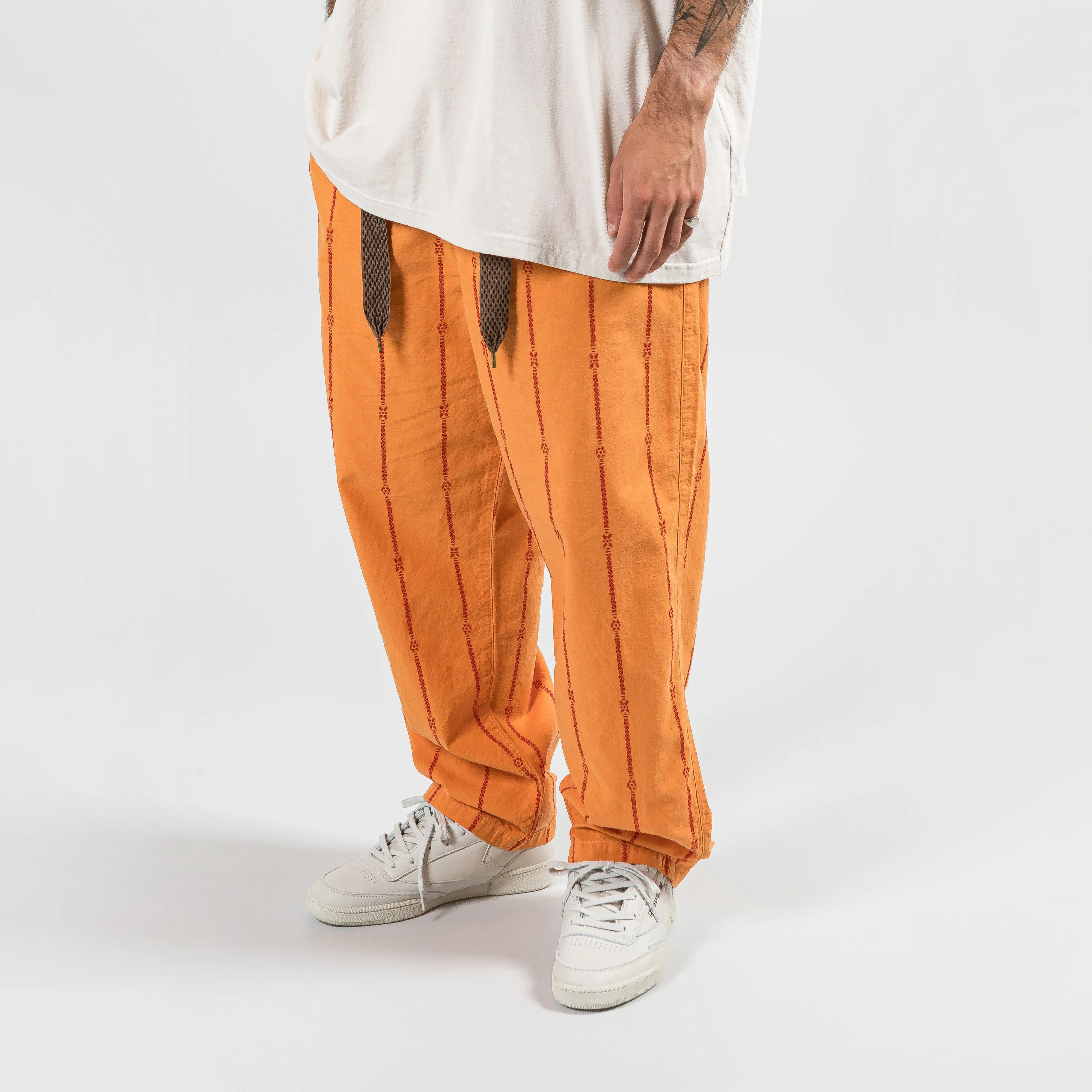 Cotton Linen SIAM Stripe EASY Pants - Orange