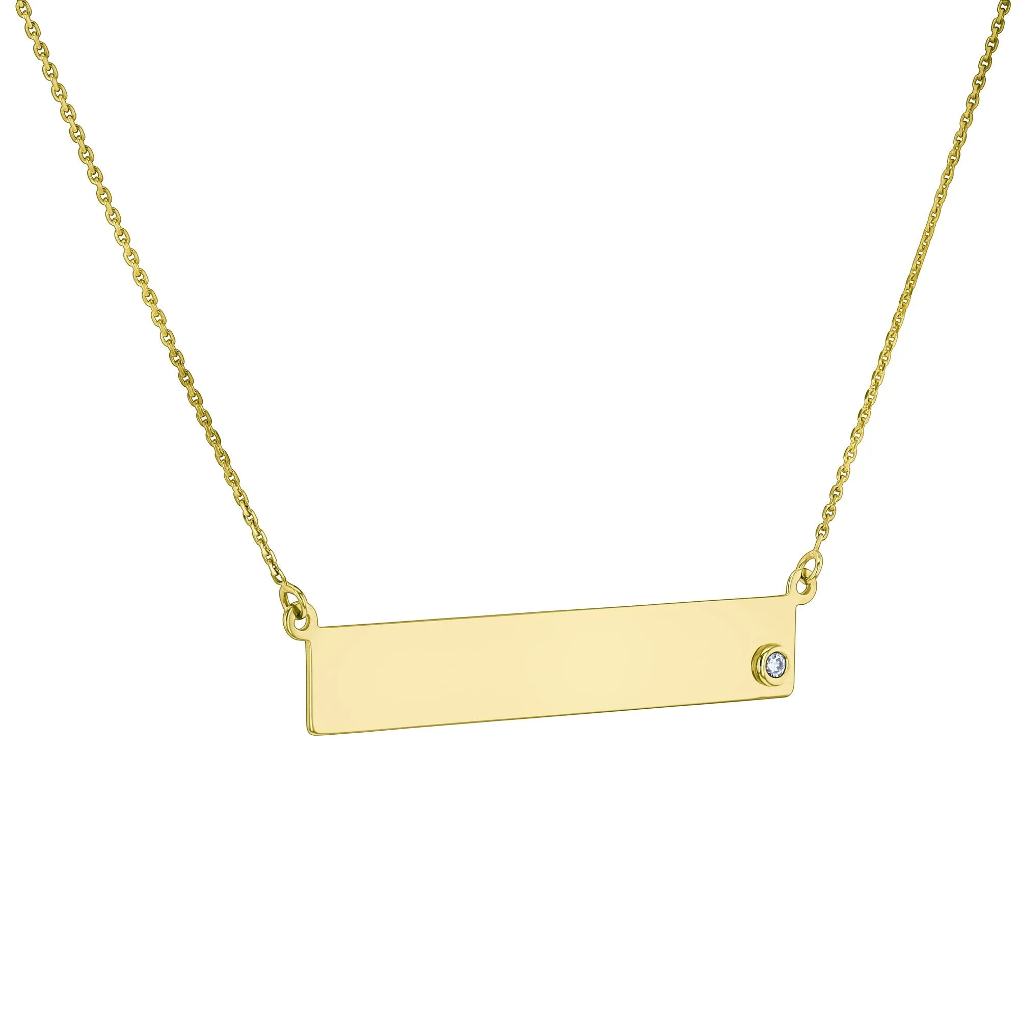 Custom Diamond Accented Gold Name Plate Necklace