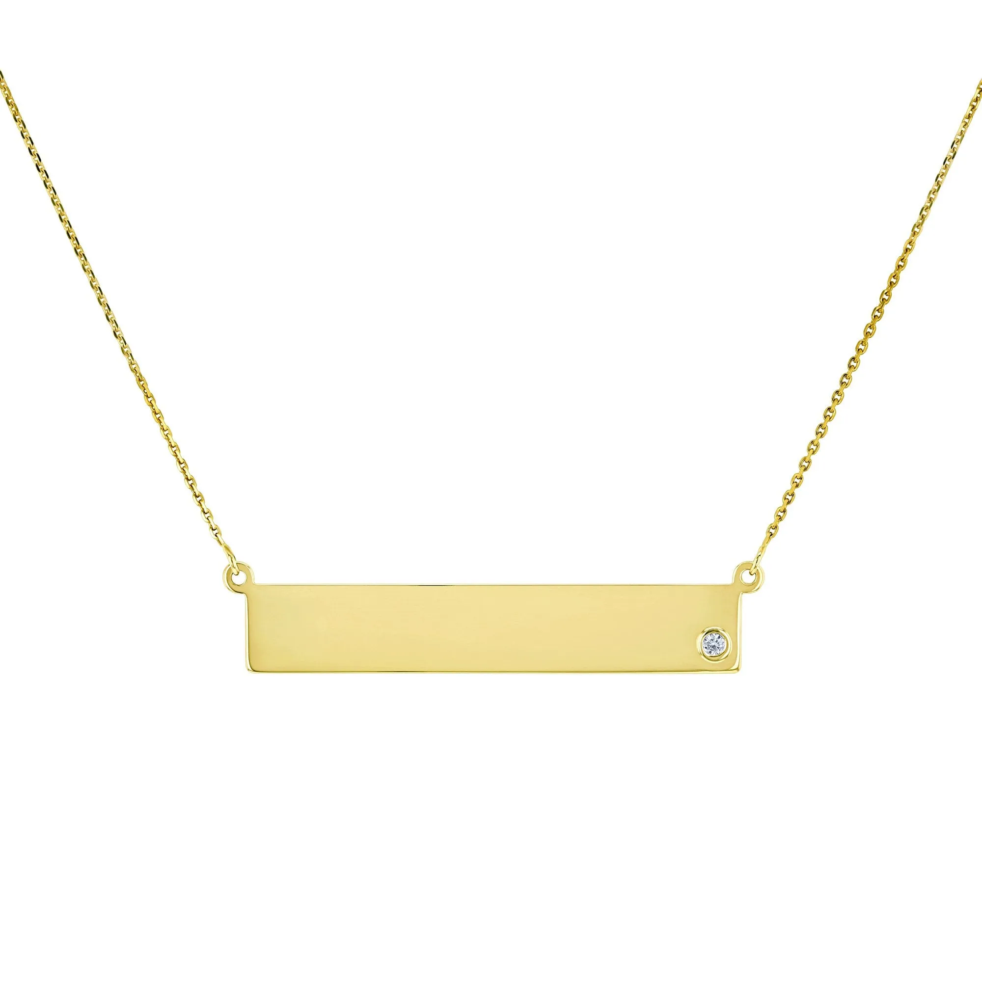 Custom Diamond Accented Gold Name Plate Necklace