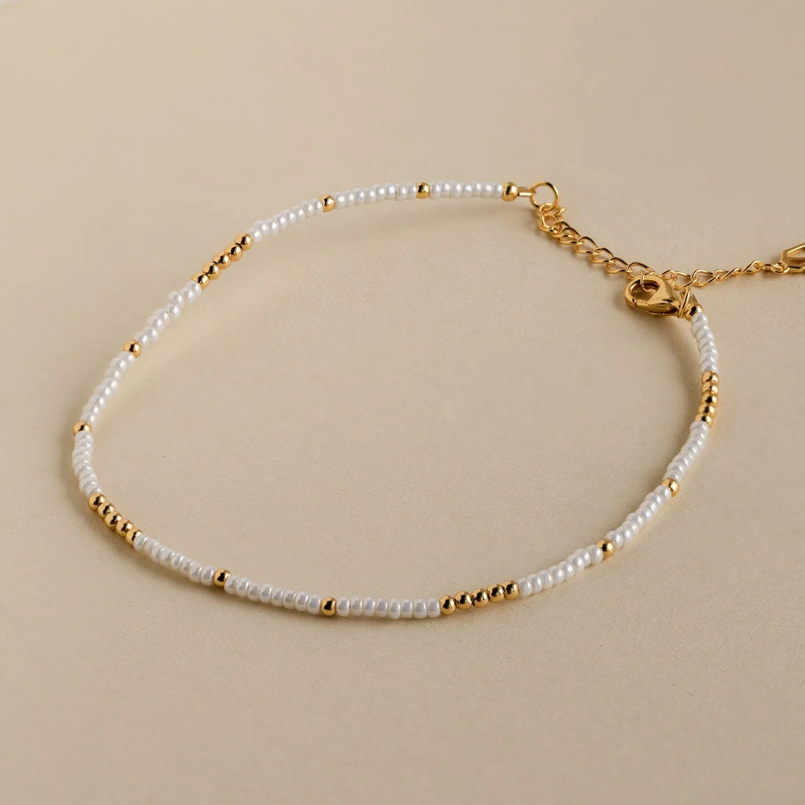 Dainty Pearl Beaded Anklet