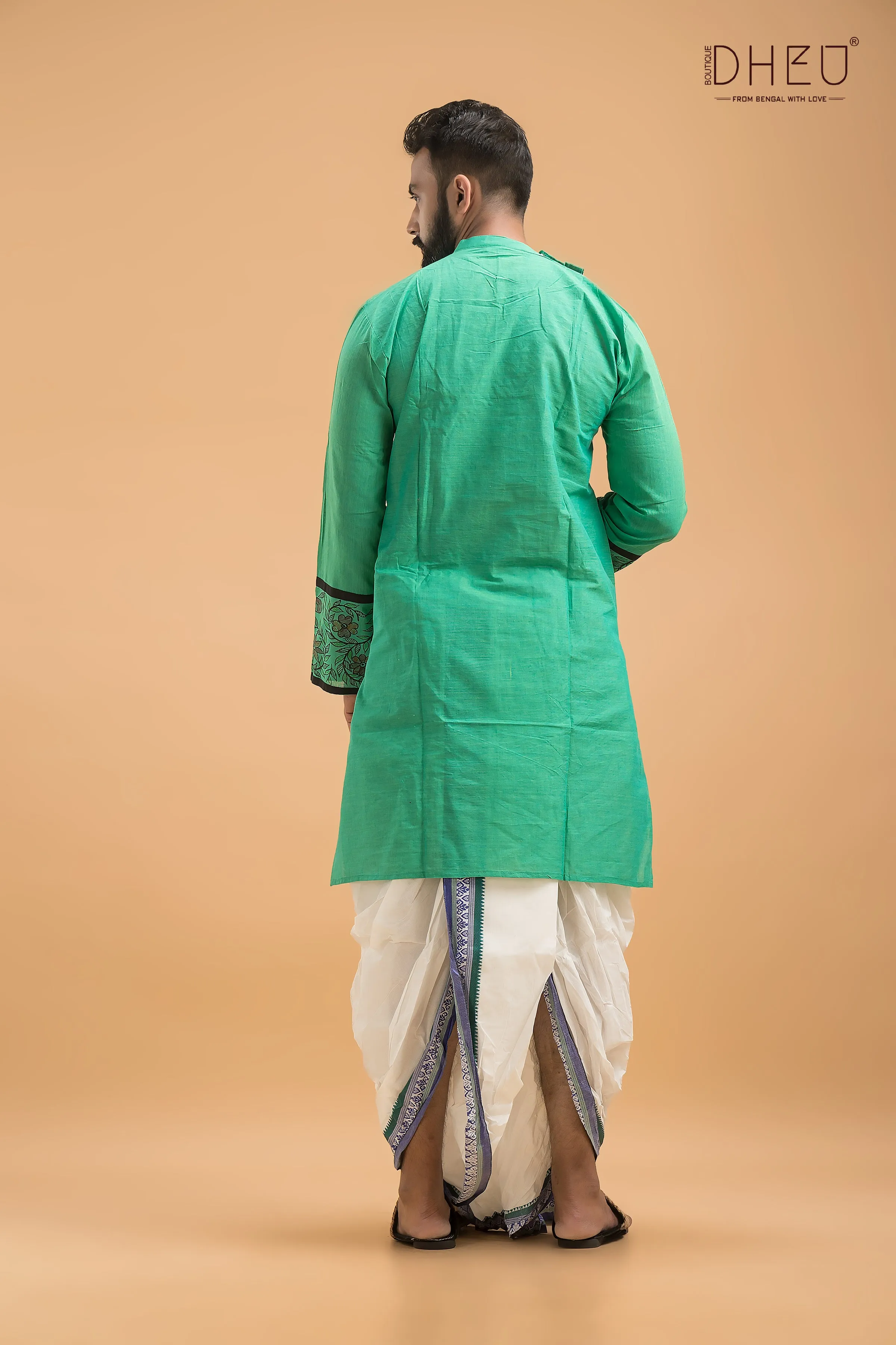 Designer Handprinted Kurta Dhoti(Optional) Set