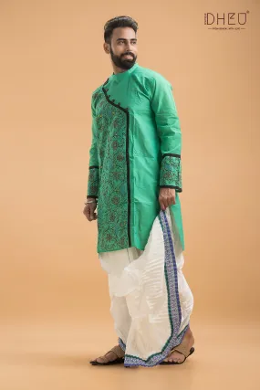 Designer Handprinted Kurta Dhoti(Optional) Set