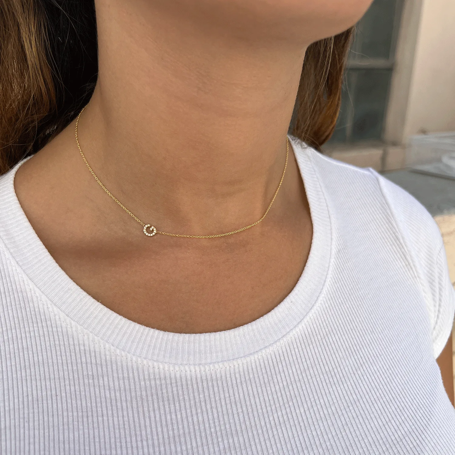 Diamond Asymmetrical Initial Necklace