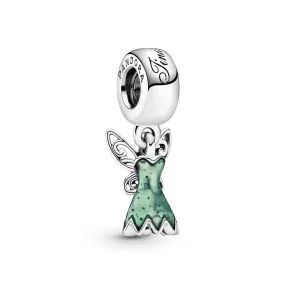 Disney Tinker Bell silver dangle with green enamel