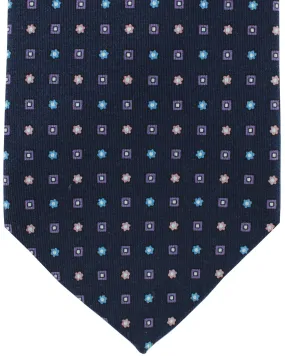 E. Marinella Tie Dark Blue Geometric Design