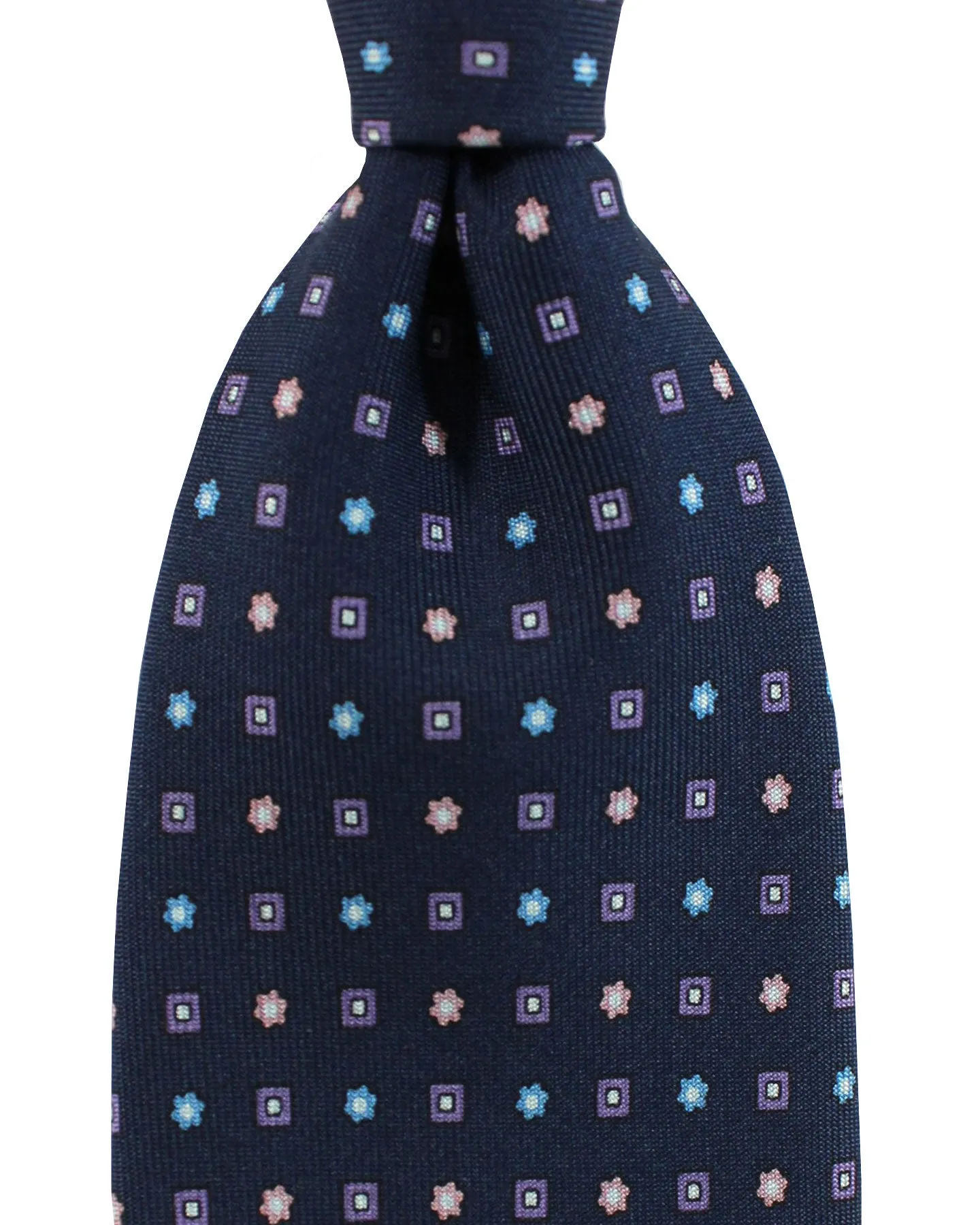 E. Marinella Tie Dark Blue Geometric Design