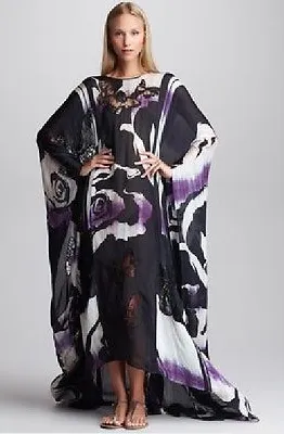 Emilio Pucci - Lace-embellished silk - blend chiffon  Butterfly Caftan  Size U