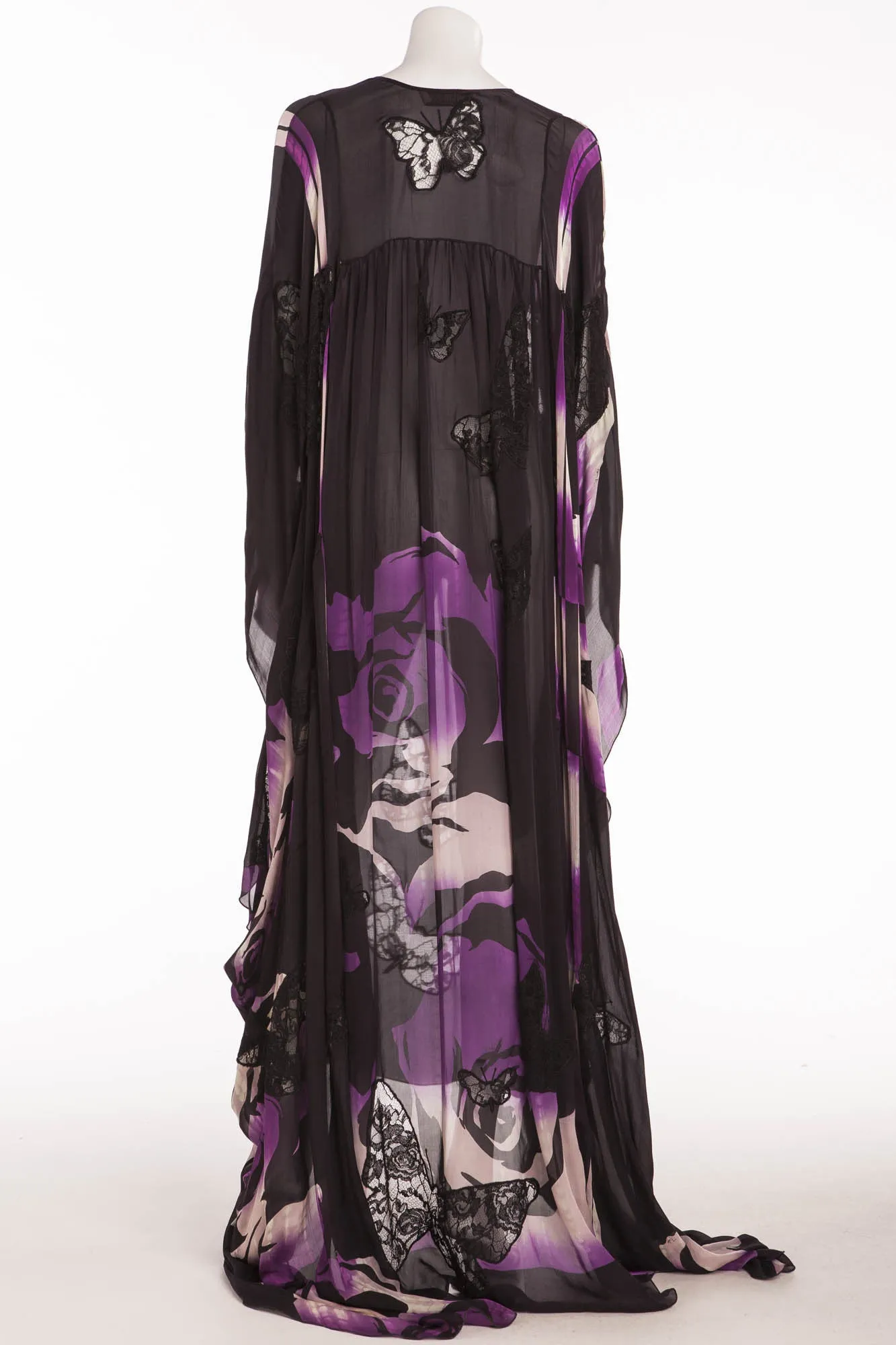 Emilio Pucci - Lace-embellished silk - blend chiffon  Butterfly Caftan  Size U