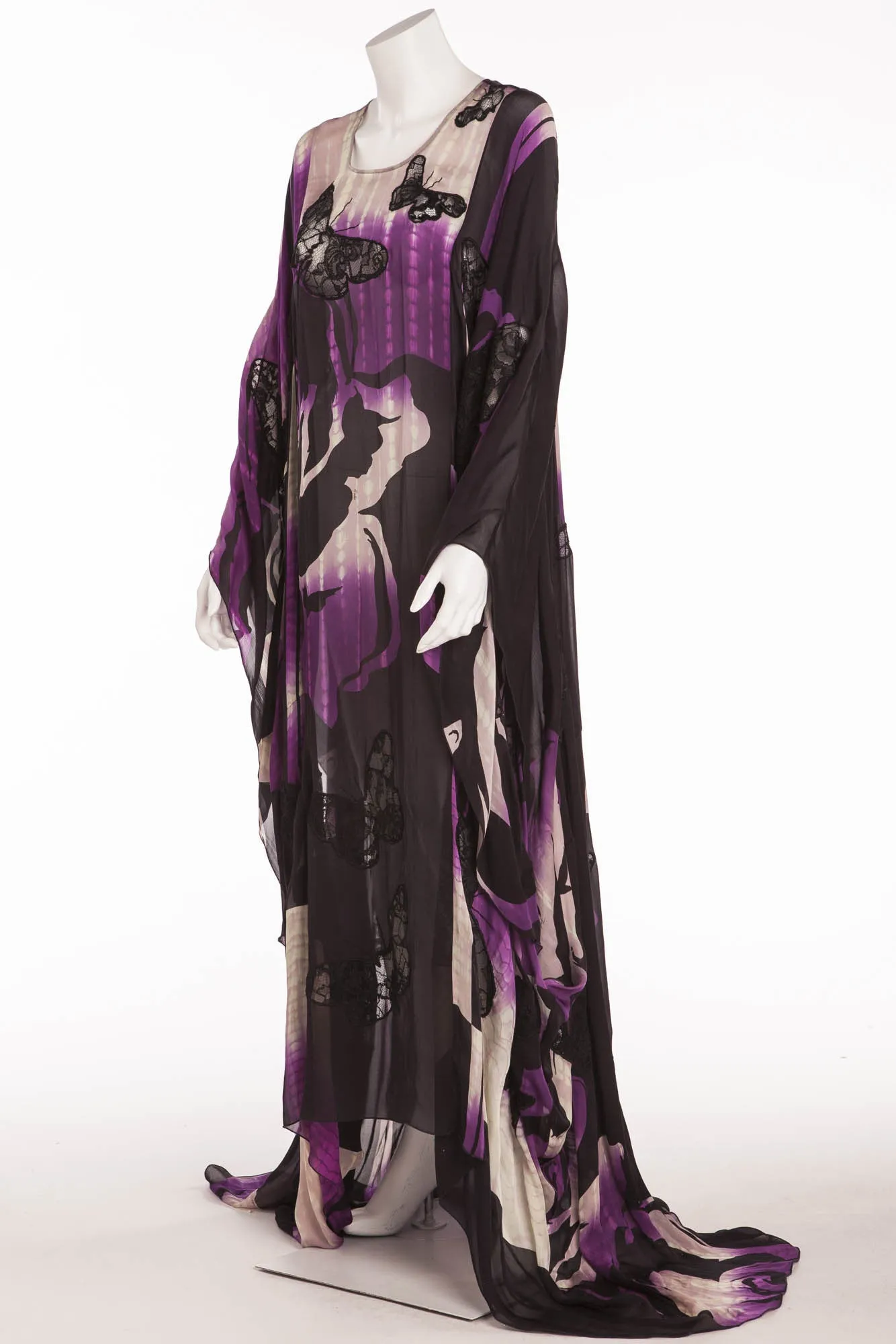 Emilio Pucci - Lace-embellished silk - blend chiffon  Butterfly Caftan  Size U