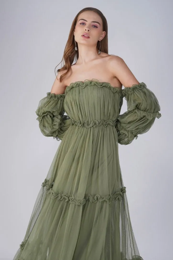 Emmeline Maxi Dress in Soft Olive