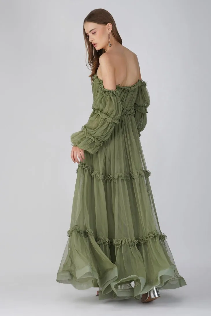 Emmeline Maxi Dress in Soft Olive