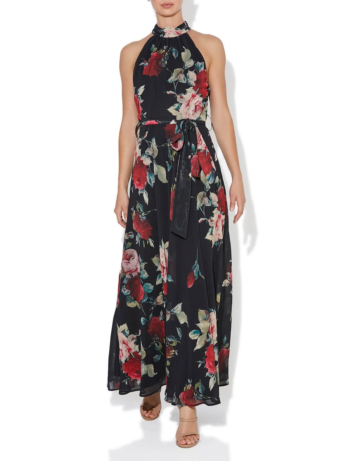 Fifi Rose Print Halter Gown