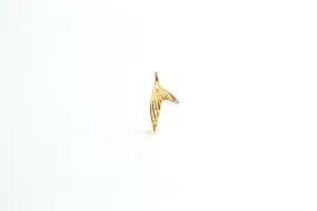 Fish Tail Charm- 18k gold plated over 925 Sterling Silver, Dolphin Whale Fish Mermaid Fin Tail Charm Pendant, Marine Life, Wholesale, 473