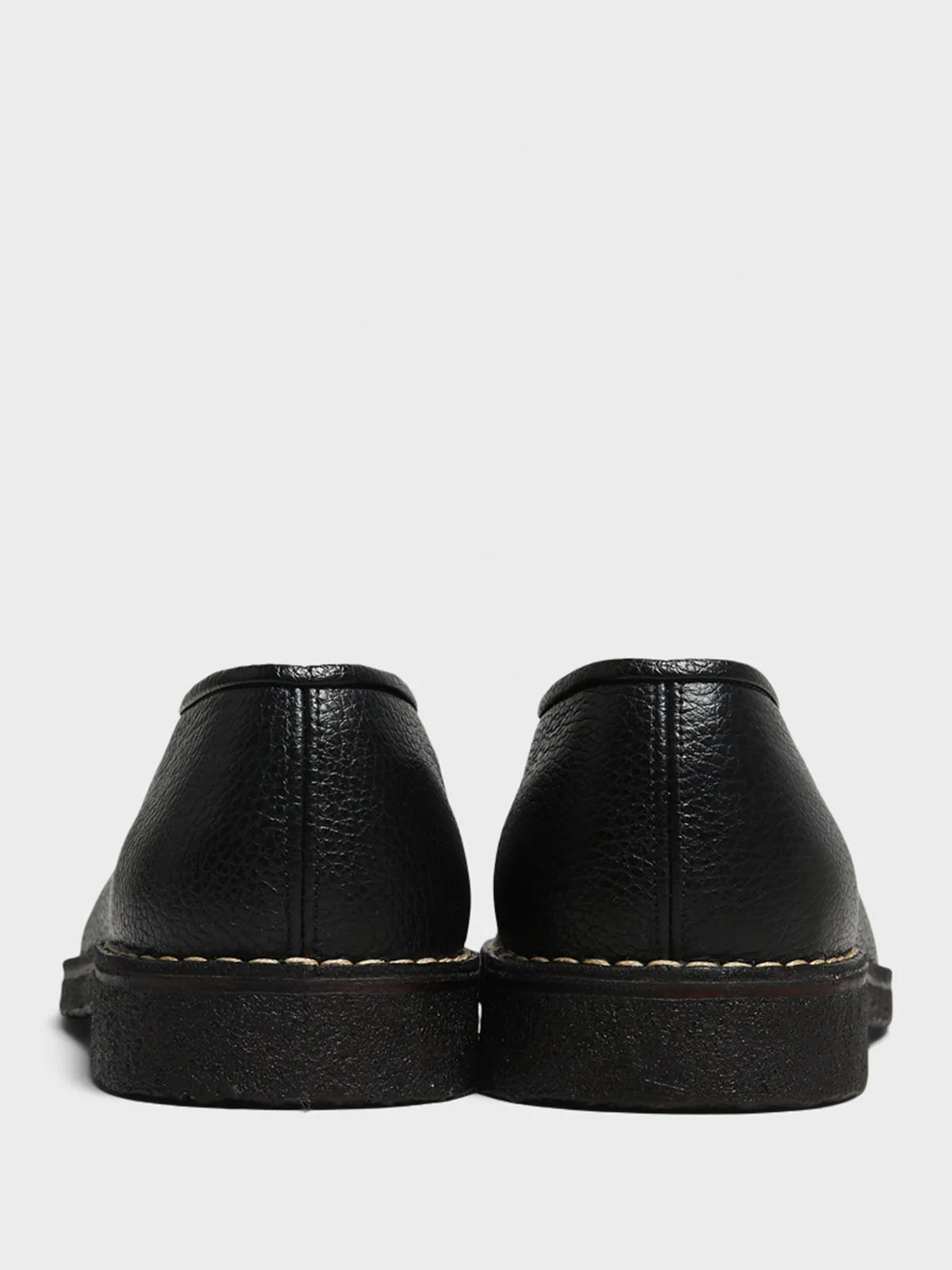 Flat Piped Crepe Slippers in Black