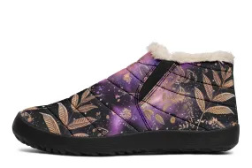 Galactic Bloom Winter Sneakers - Warm & Easy Slip-On Shoes Lined with Vegan Wool with Anti-Slip Soles