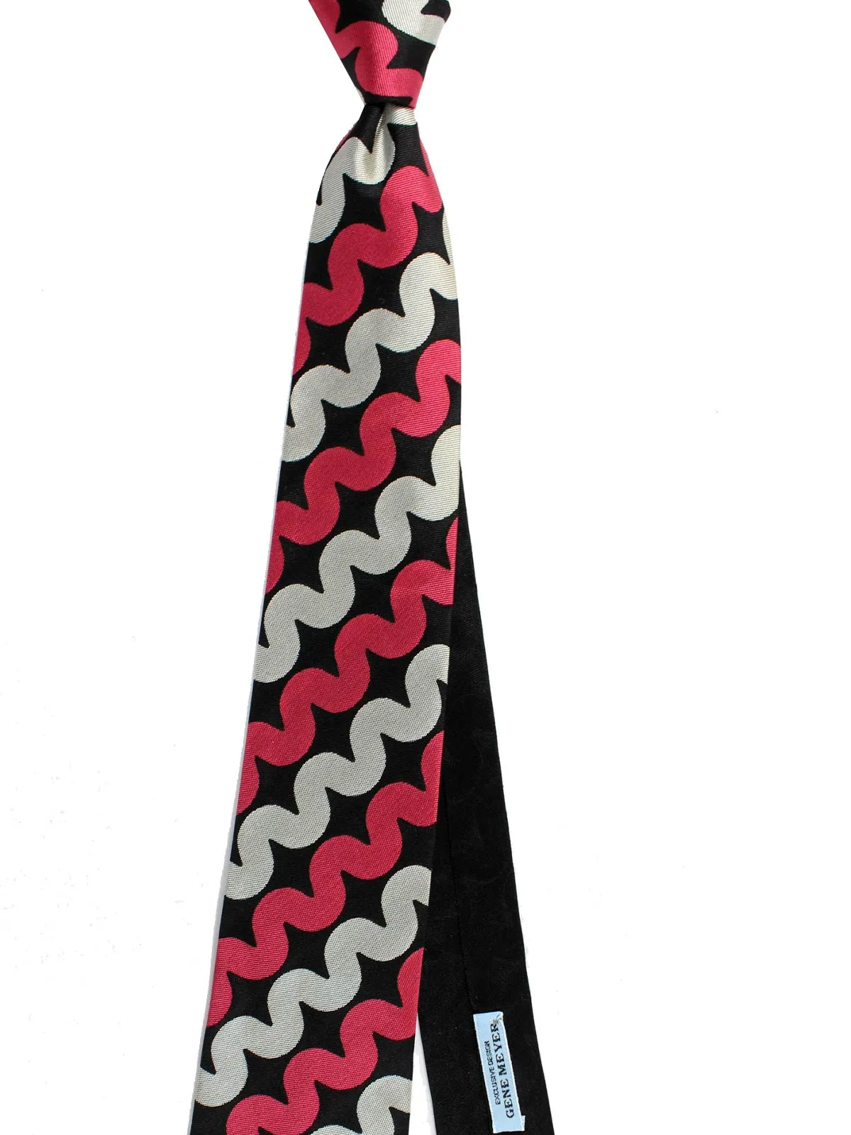 Gene Meyer Tie Gray Dark Pink Design - Hand Made in Italy