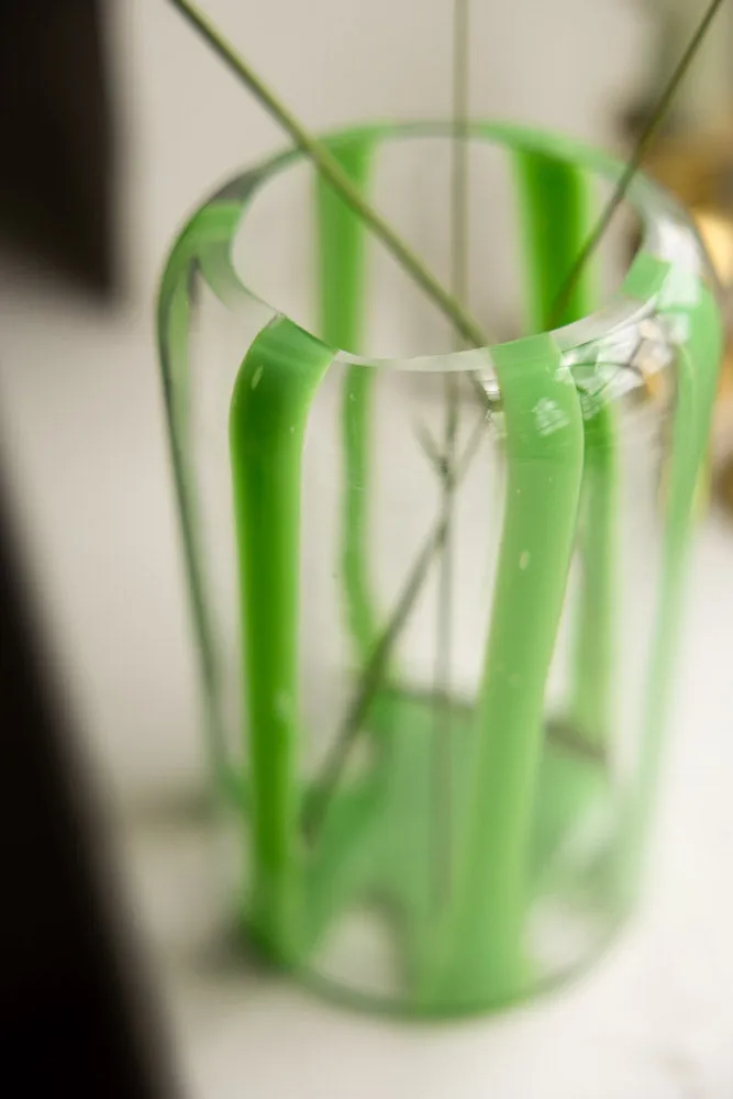 Green Striped Glass Vase