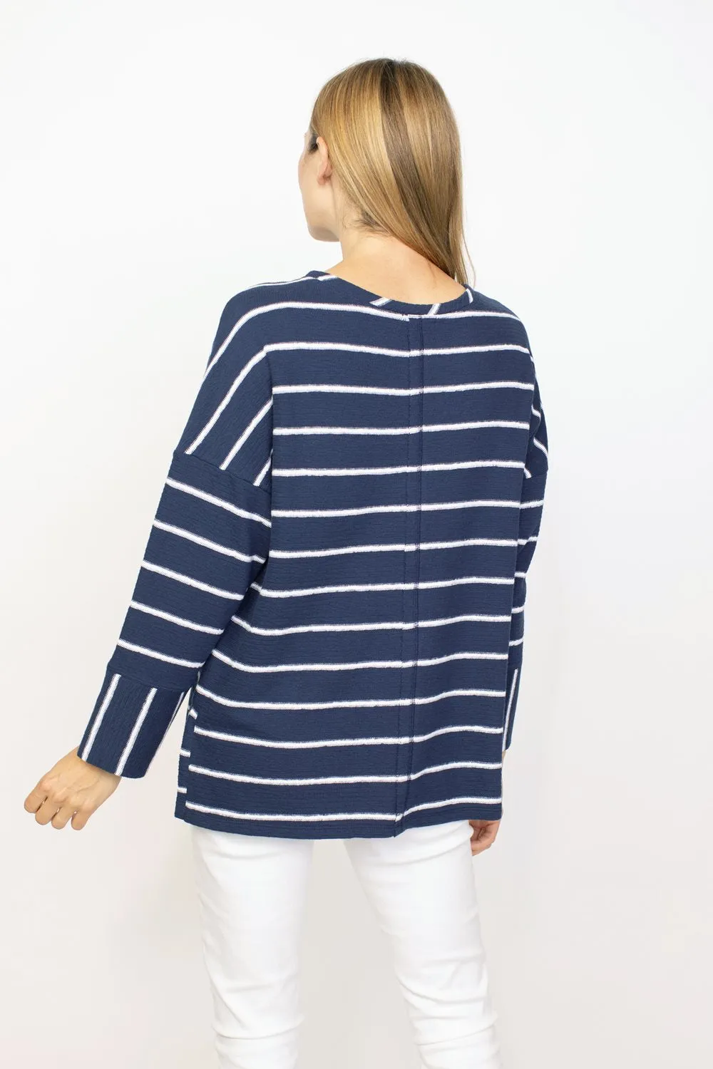 Habitat, 85106 Striped Boxy Crew, Navy