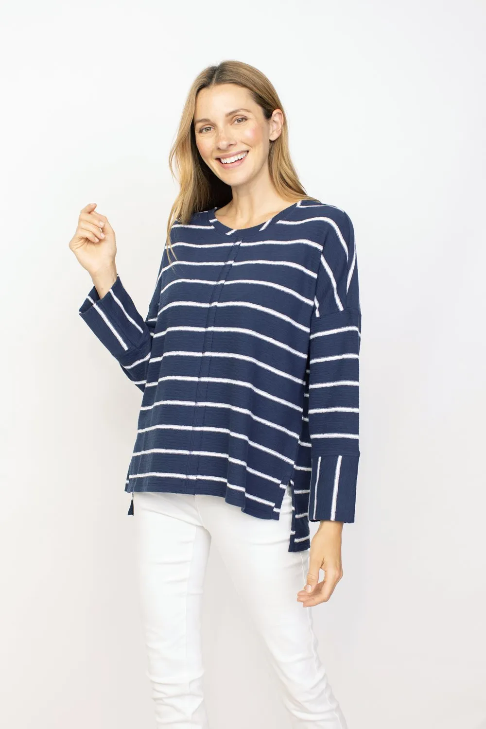 Habitat, 85106 Striped Boxy Crew, Navy