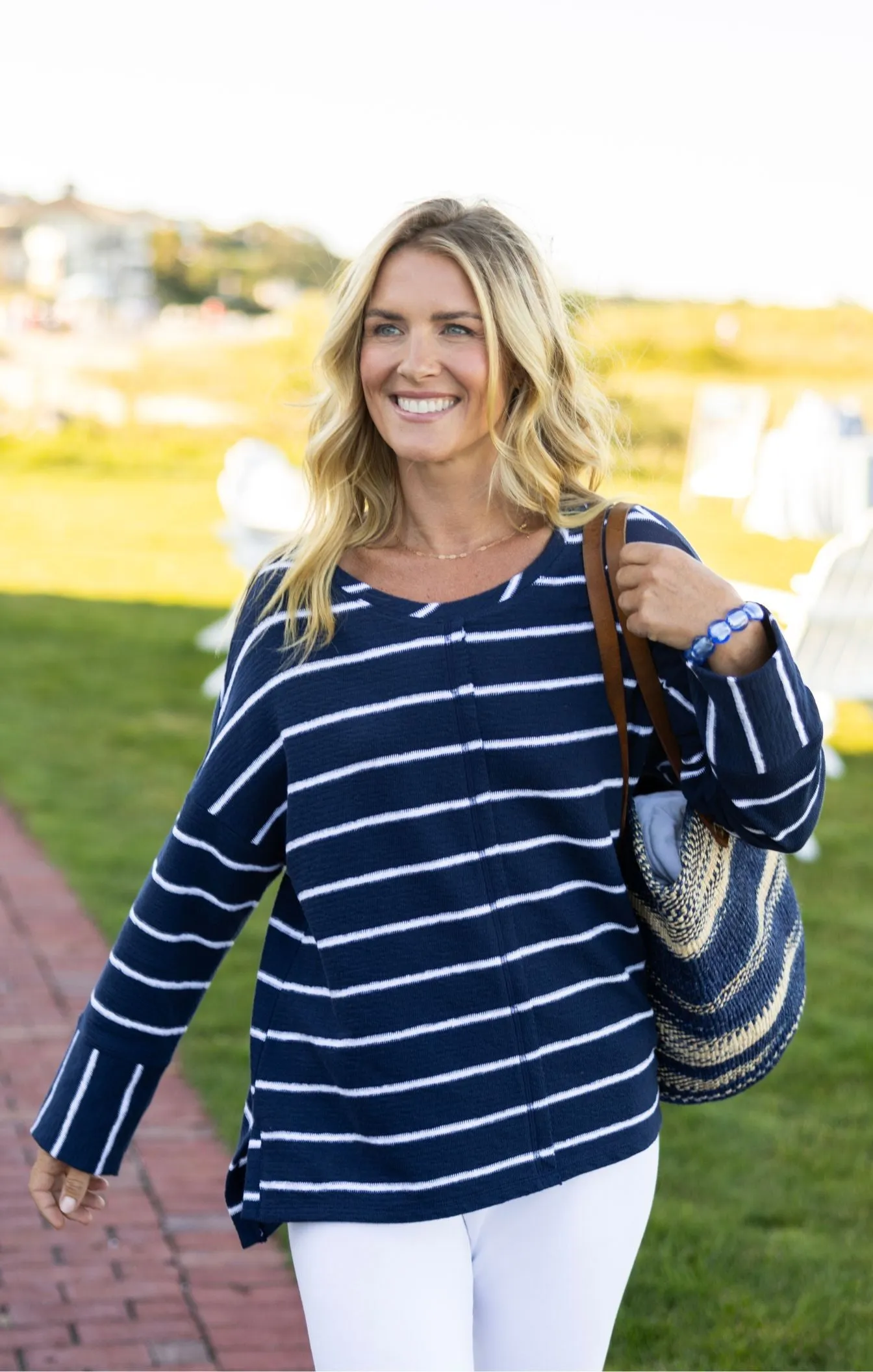 Habitat, 85106 Striped Boxy Crew, Navy