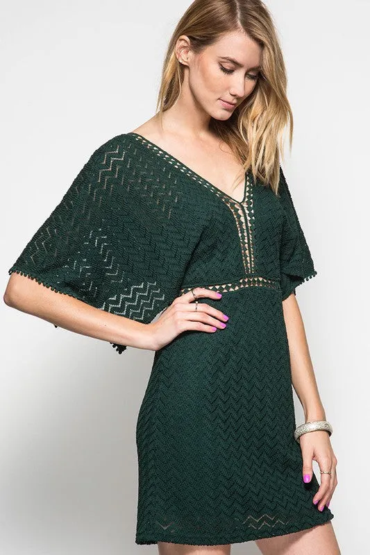 Half Open Sleeve Lace Dress