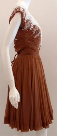 HELEN ROSE 1950s Beaded Chiffon Cocktail Dress