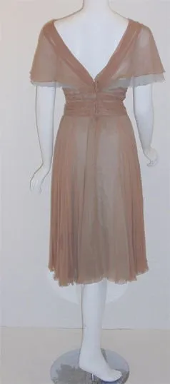 HELEN ROSE Beige Silk Chiffon Cocktaiil Dress