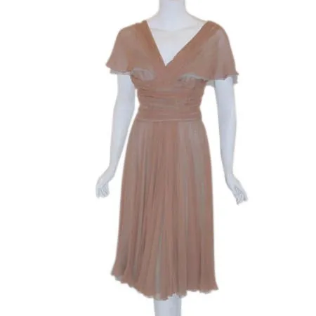 HELEN ROSE Beige Silk Chiffon Cocktaiil Dress