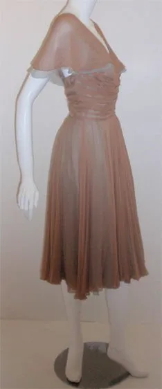 HELEN ROSE Beige Silk Chiffon Cocktaiil Dress