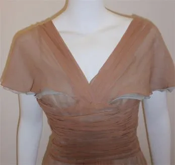 HELEN ROSE Beige Silk Chiffon Cocktaiil Dress