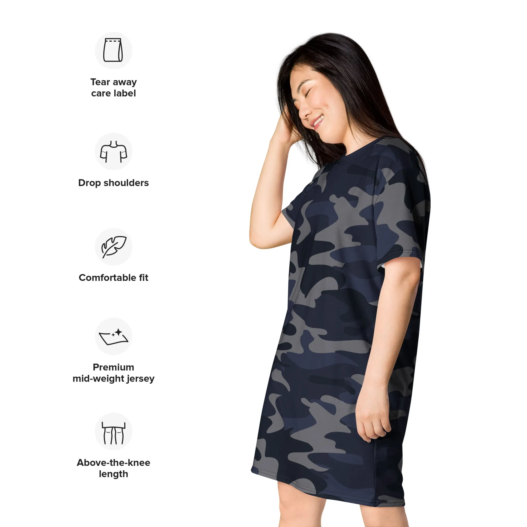 HOT SHOT, T-SHIRT DRESS NAVY CAMO