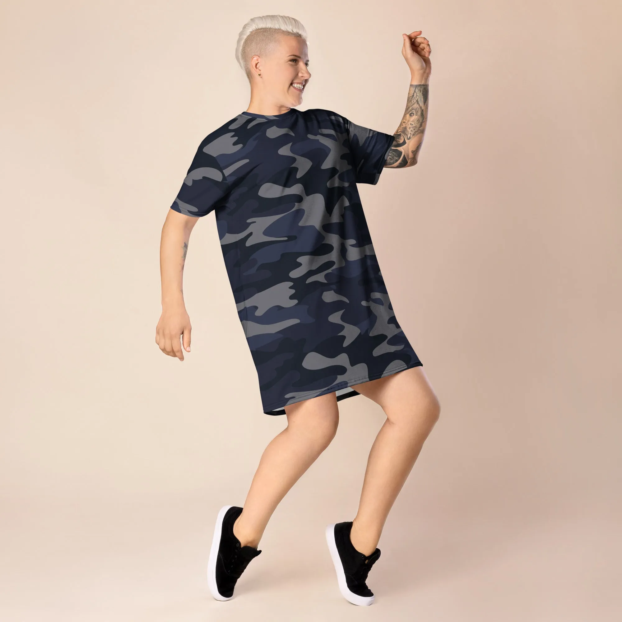 HOT SHOT, T-SHIRT DRESS NAVY CAMO