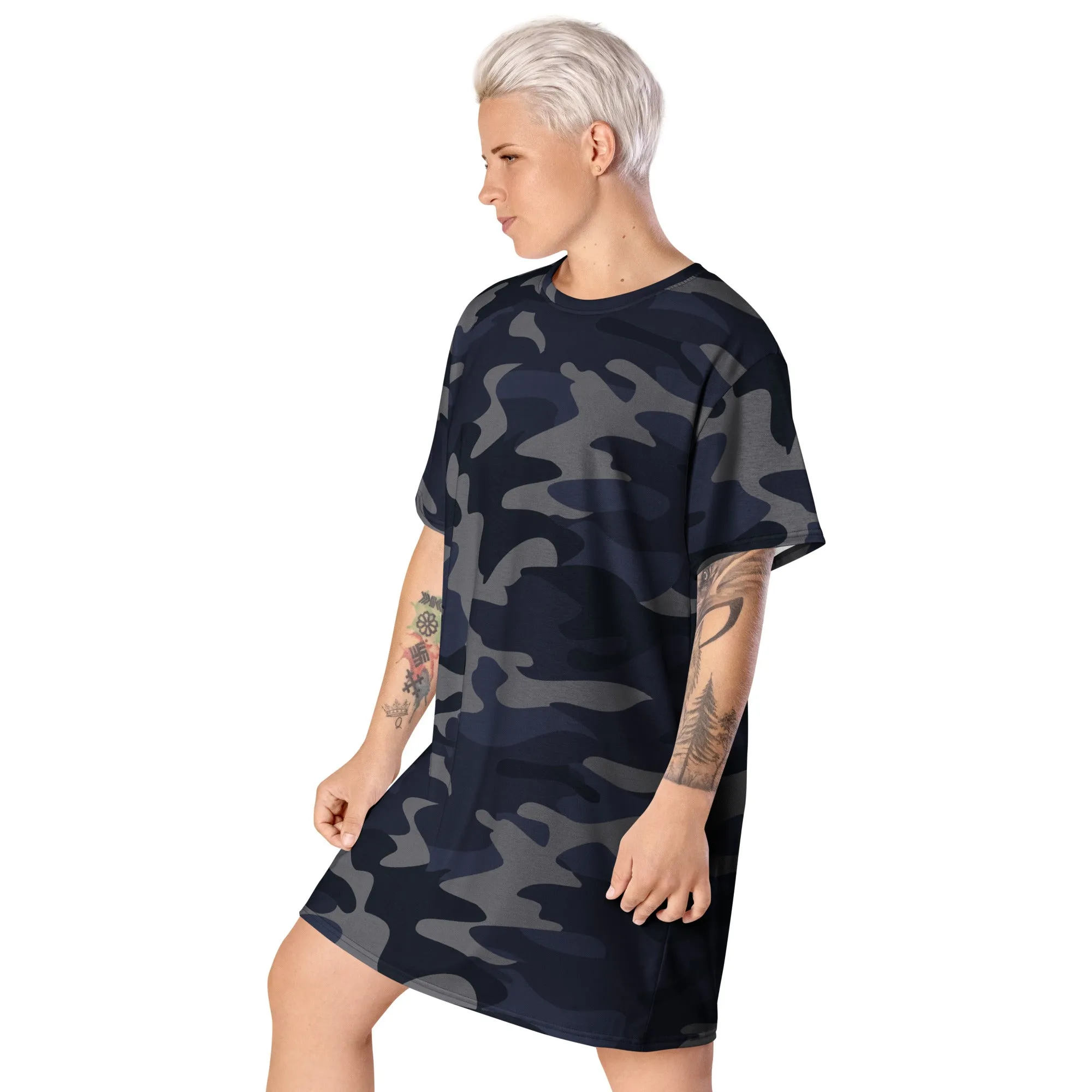 HOT SHOT, T-SHIRT DRESS NAVY CAMO