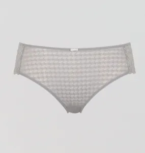 Houndstooth & floral lace french knicker [Silver]