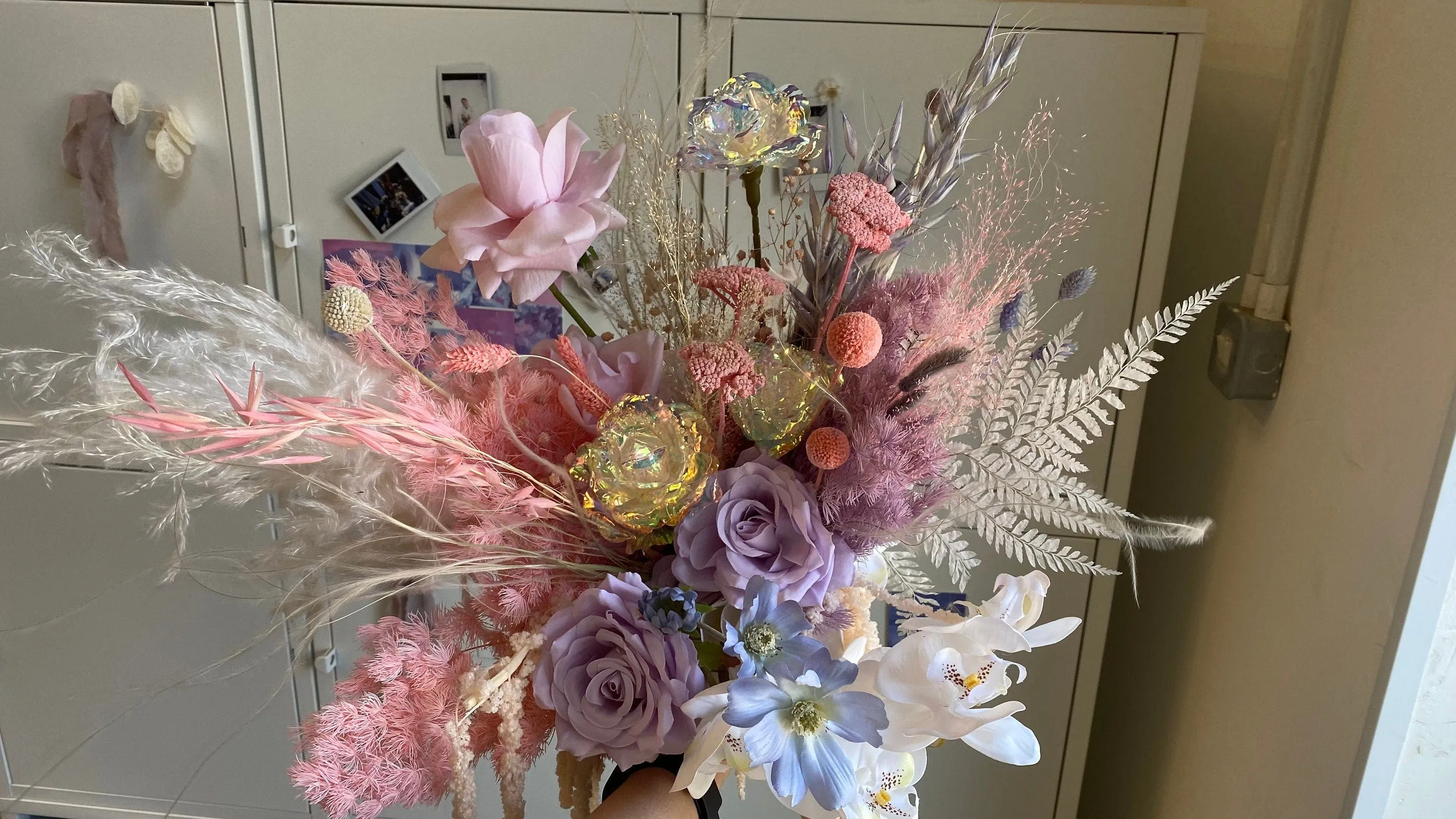 Iridescent Rose and Pastel Boho Flower Bouquet / Boho Dream Bouquet / Amaranthus Bouquet / Fern Bouquet / Pampas Grass Bouquet