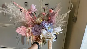 Iridescent Rose and Pastel Boho Flower Bouquet / Boho Dream Bouquet / Amaranthus Bouquet / Fern Bouquet / Pampas Grass Bouquet