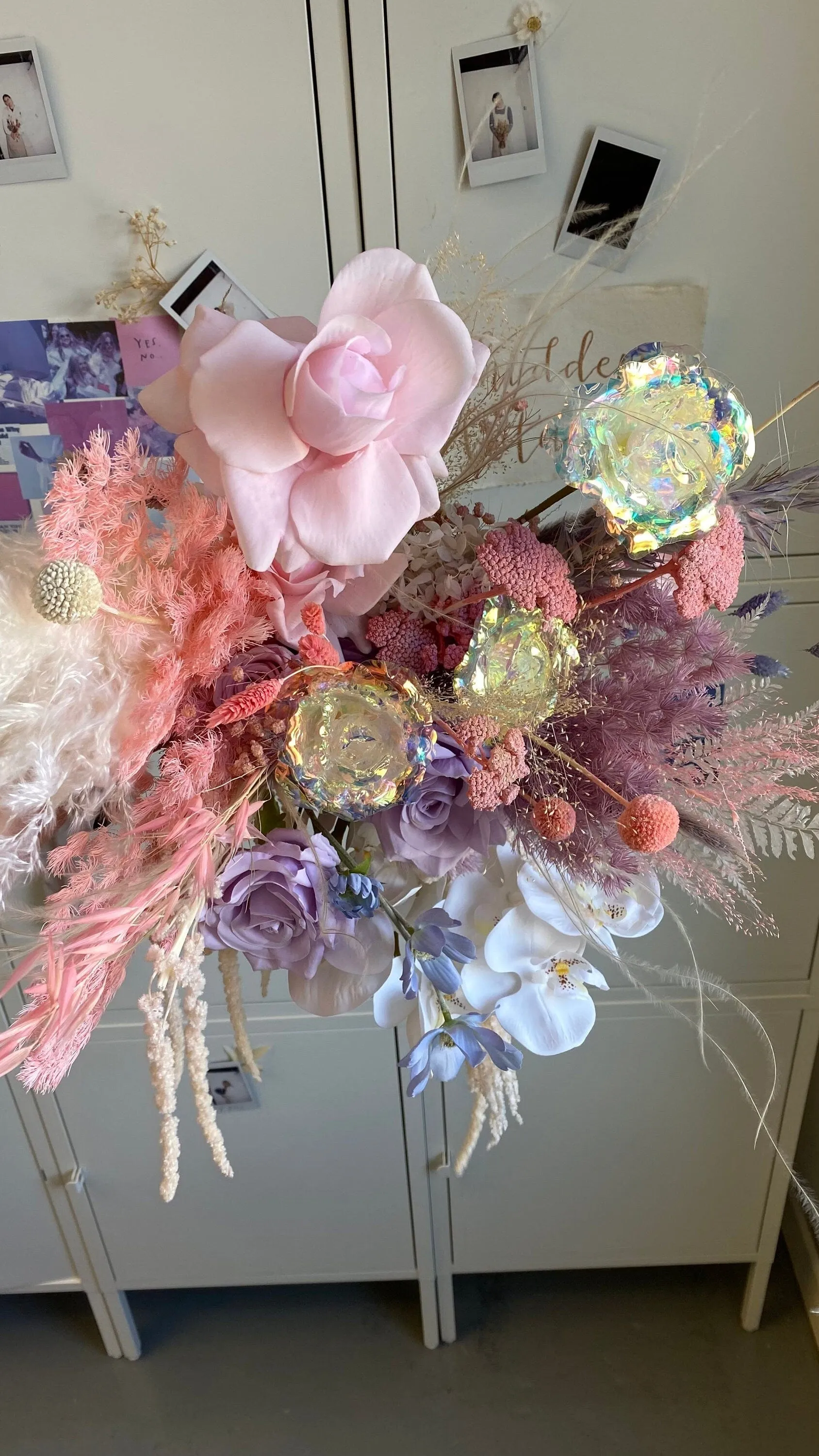 Iridescent Rose and Pastel Boho Flower Bouquet / Boho Dream Bouquet / Amaranthus Bouquet / Fern Bouquet / Pampas Grass Bouquet