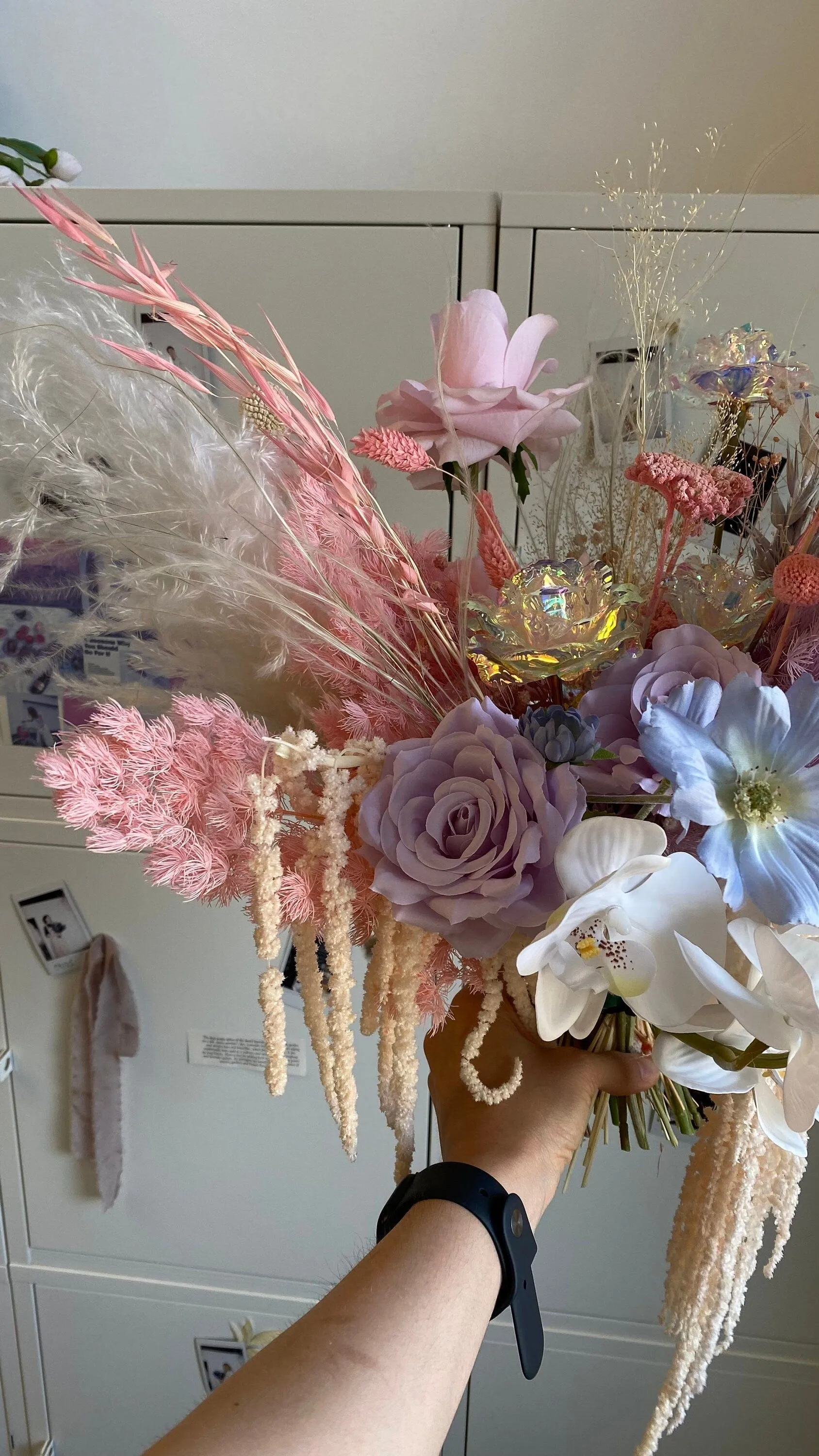 Iridescent Rose and Pastel Boho Flower Bouquet / Boho Dream Bouquet / Amaranthus Bouquet / Fern Bouquet / Pampas Grass Bouquet