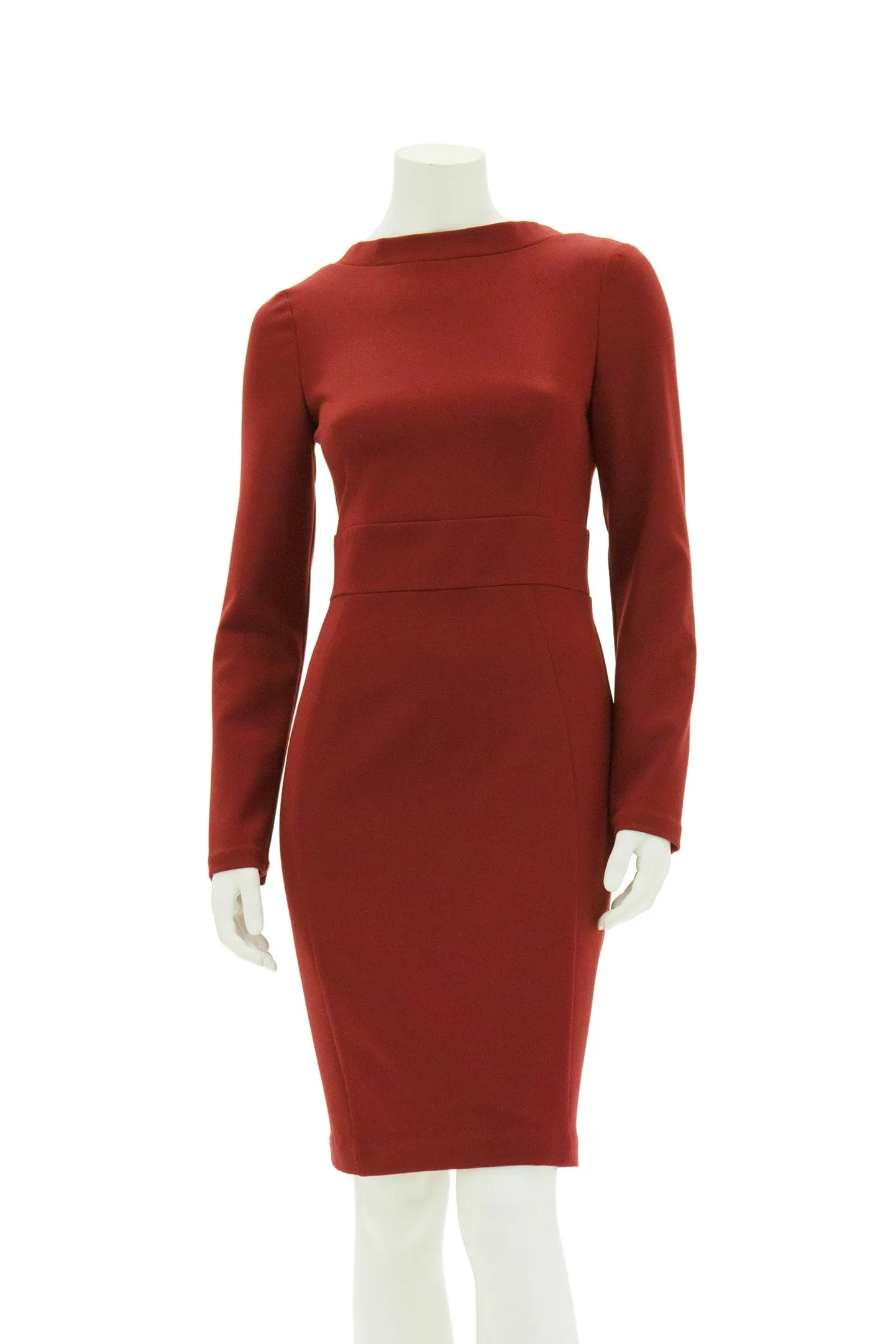 KHAYA RED OPEN BACK PENCIL DRESS