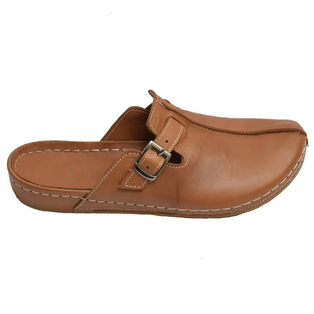 Leather Strap Clog Brown