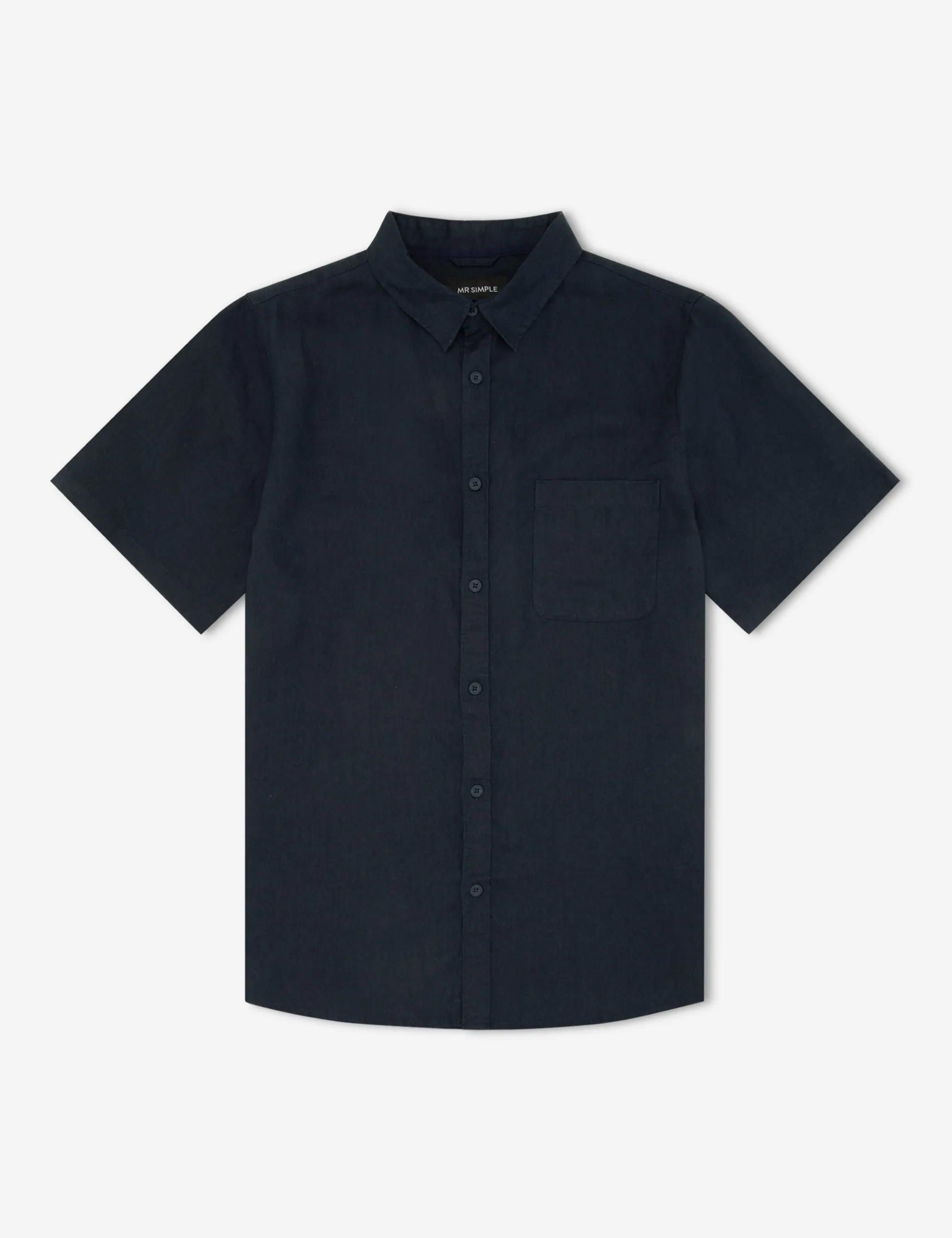 Linen Short Sleeve Shirt - Navy