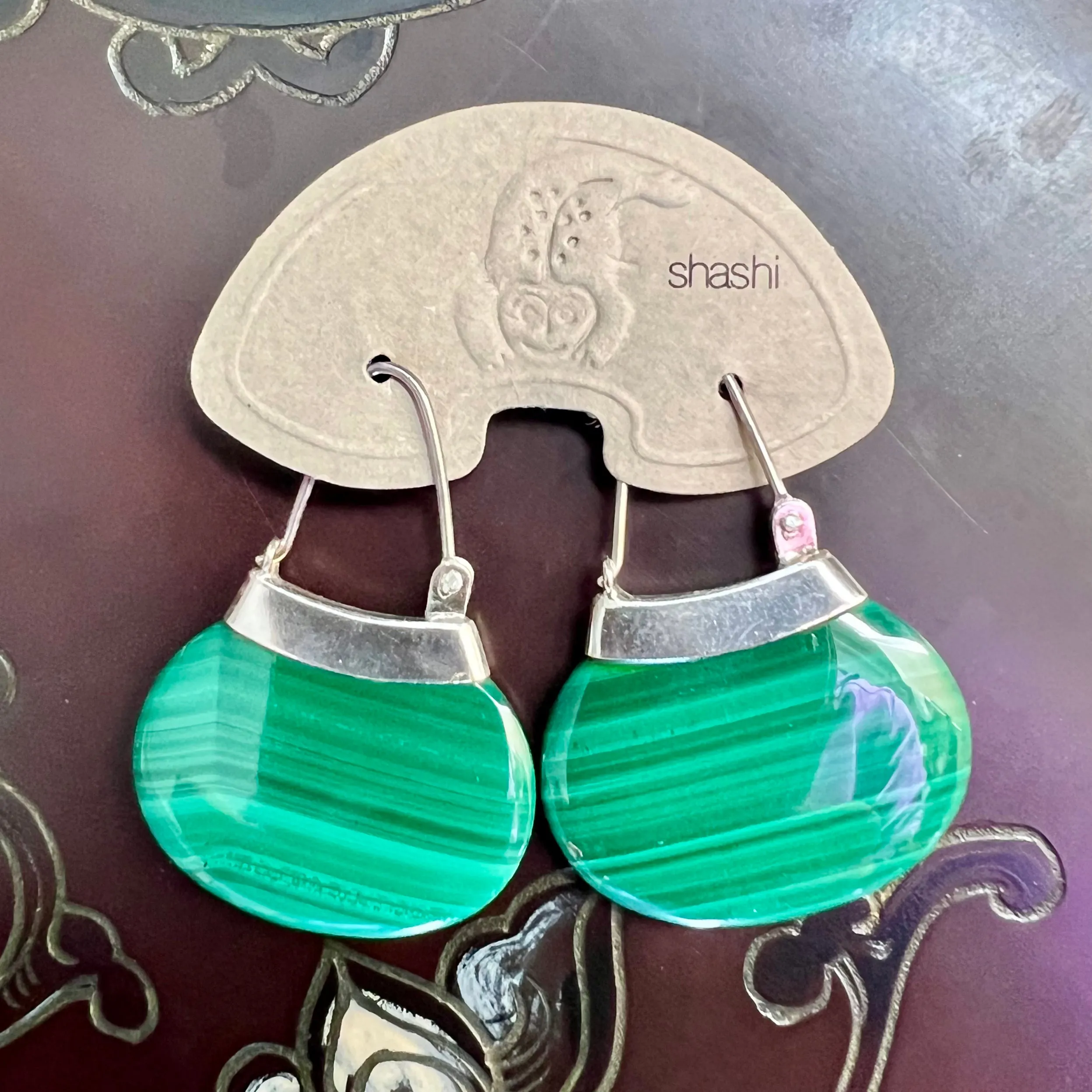 Malachite Purse Earrings