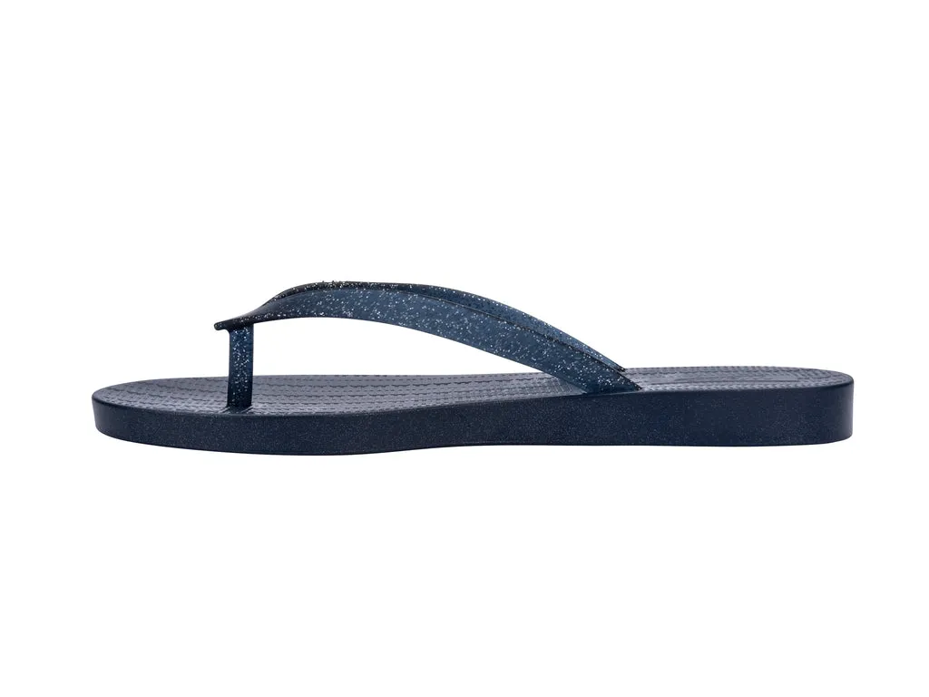 Melissa Sun Venice Shiny AD Blue Flat Flipflops