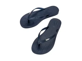 Melissa Sun Venice Shiny AD Blue Flat Flipflops