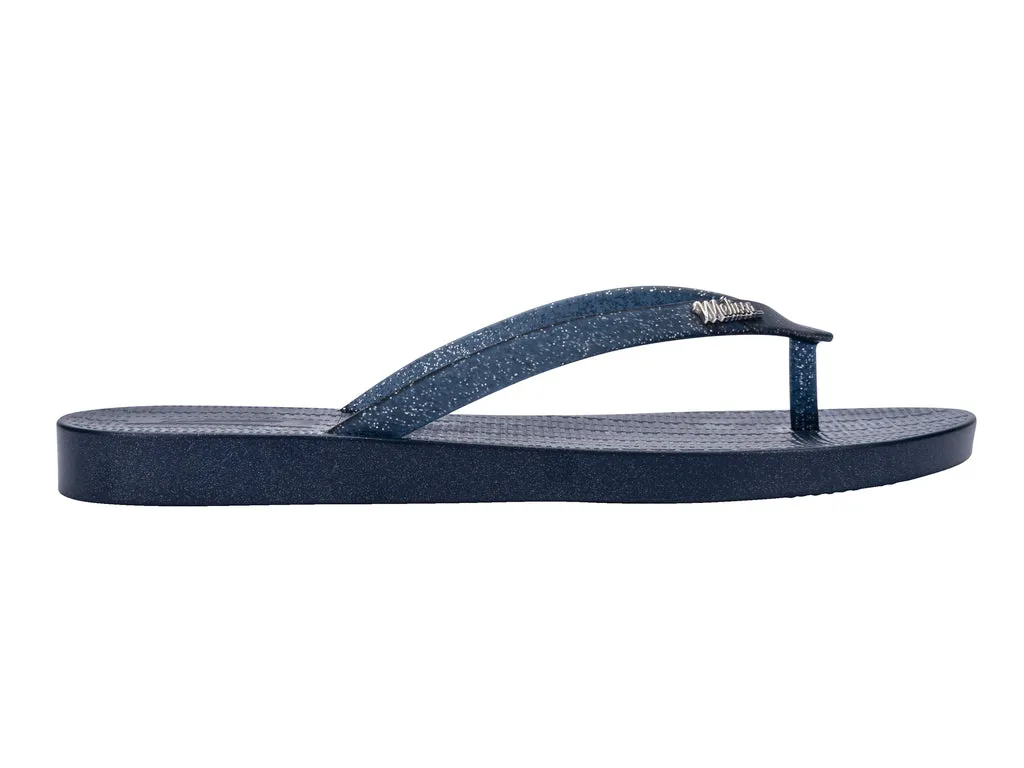 Melissa Sun Venice Shiny AD Blue Flat Flipflops