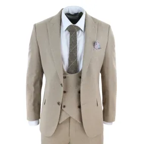 Men' 3 Piece Suit Tan Brown Double Breasted