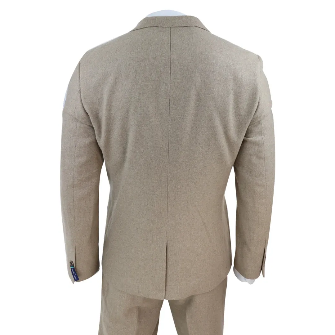 Men' 3 Piece Suit Tan Brown Double Breasted